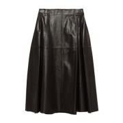 Bruine leren midi-rok uitlopende rits Arma , Brown , Dames