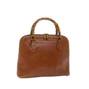 Pre-owned Leather handbags Gucci Vintage , Brown , Dames