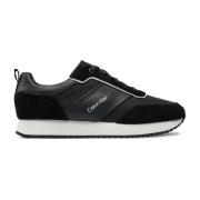 Zwarte leren sneakers Calvin Klein , Black , Heren