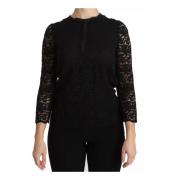 Zwarte Kant Lange Mouw Blouse Dolce & Gabbana , Black , Dames