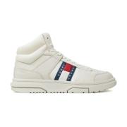 Beige Leren Hoge Sneakers Tommy Jeans , Beige , Heren