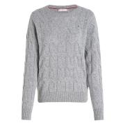 Zachte wol kabel C-hals trui Tommy Hilfiger , Gray , Dames