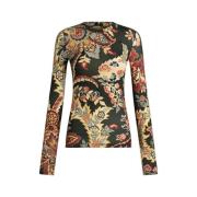 Bordeaux Groen Bloemig Langarmshirt Etro , Multicolor , Dames