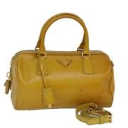 Pre-owned Leather handbags Prada Vintage , Yellow , Dames