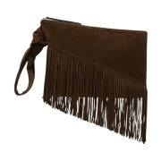 Zachte Schoudertas in Zwart Fluweel Leer Isabel Marant , Brown , Dames