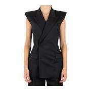 Zwart Polyester Gilet MM6 Maison Margiela , Black , Dames