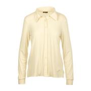 Geborduurd Jersey Slim-Fit Shirt Maliparmi , Beige , Dames