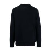 Blauwe Crew-neck Sweater met Elleboog Patches Maison Margiela , Blue ,...