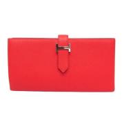 Pre-owned Leather wallets Hermès Vintage , Red , Dames