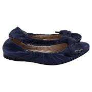 Pre-owned Leather flats Prada Vintage , Blue , Dames