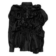 Zwarte Gerimpelde Blouse met Gepolijste Details Comme des Garçons , Bl...