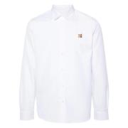 Vos Motief Katoenen Overhemd Maison Kitsuné , White , Heren