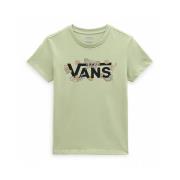 Bloemen Logo Katoenen T-shirt Vans , Green , Dames