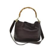 Pre-owned Leather handbags Gucci Vintage , Brown , Dames