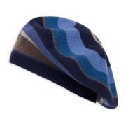 Blauwe damesmuts en baret met veelkleurige strepen Gallo , Multicolor ...