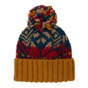 Unisex rode muts met omslag, pompon en decoratief kerstmotief Gallo , ...