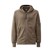 Hoodie met ritssluiting en logo C.p. Company , Brown , Heren