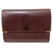 Pre-owned Leather wallets Cartier Vintage , Red , Dames