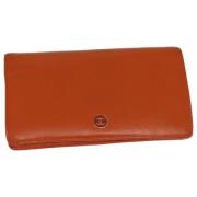 Pre-owned Leather wallets Chanel Vintage , Orange , Dames