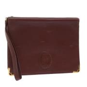 Pre-owned Leather clutches Cartier Vintage , Brown , Dames