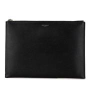 Pre-owned Leather clutches Yves Saint Laurent Vintage , Black , Dames