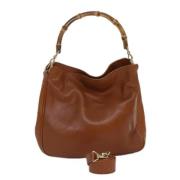 Pre-owned Leather handbags Gucci Vintage , Brown , Dames