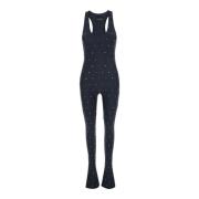 Zwarte Kristal Jumpsuit met Strass Details Andamane , Black , Dames