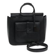 Pre-owned Leather handbags Gucci Vintage , Black , Dames