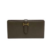 Pre-owned Leather wallets Hermès Vintage , Gray , Dames