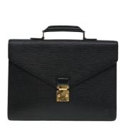 Pre-owned Leather briefcases Louis Vuitton Vintage , Black , Dames