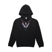 Hoodie met veren en dubbele ketting Marcelo Burlon , Black , Heren