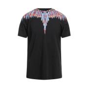 Blauwe Lines Wings Ronde Hals T-Shirt Marcelo Burlon , Black , Heren