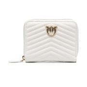 Chevron Quilted Leather Zip Wallet Pinko , White , Dames