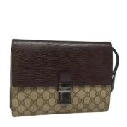 Pre-owned Leather clutches Gucci Vintage , Beige , Dames