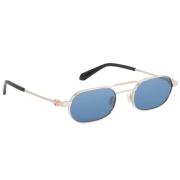 Gouden Montuur Blauwe Lens Zonnebril Vaiden Off White , Gray , Unisex