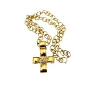 Pre-owned Metal necklaces Chanel Vintage , Yellow , Dames