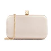 Beige clutch tas met opvallende sluiting Kazar , Beige , Dames