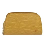 Pre-owned Leather pouches Louis Vuitton Vintage , Yellow , Dames