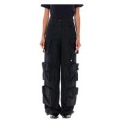 Hoge Taille Zwarte Cargo Broek Emporio Armani , Black , Dames