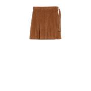 Fluwelen Geplooide Rok met Gesp Detail Max Mara , Brown , Dames