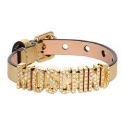 Verstelbare Eenvoudige Armband met Logodetail Moschino , Yellow , Dame...