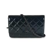 Pre-owned Leather wallets Chanel Vintage , Blue , Dames