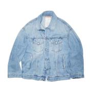 Blauwe Cropped Denim Jas Buitenkleding Acne Studios , Blue , Heren