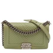 Pre-owned Leather chanel-bags Chanel Vintage , Green , Dames