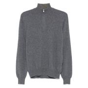 Luxe Cashmere Half-Zip Gebreide kleding Barba , Gray , Heren