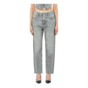 Straight Fit High Waist Denim Broek Liu Jo , Blue , Dames