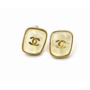 Pre-owned Fabric earrings Chanel Vintage , Yellow , Dames