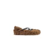 Faux Fur Crossed Straps Ballerina Schoenen Simone Rocha , Brown , Dame...