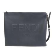 Pre-owned Leather clutches Fendi Vintage , Blue , Unisex