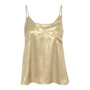 Goud Metallic Blouse Makayapw Stijl Part Two , Yellow , Dames